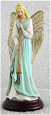 1ENA0001D Enesco Blue Angel with Flute Musical Figurine 1994 