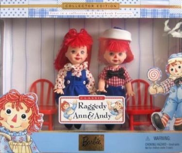 MAT0632 Mattel Kelly and Tommy Dolls as Raggedy Ann and Andy 1999
