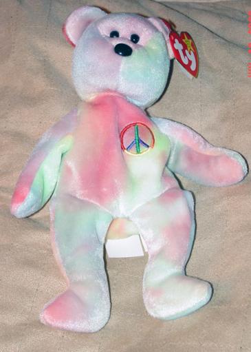 0TBB0102B Ty Pastel Tie-Dyed Peace the Teddy Bear Beanie Baby 1998 