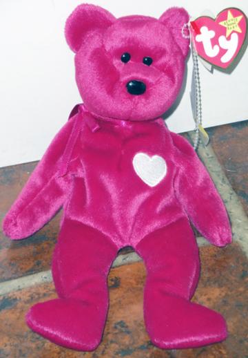 TBB0140 Ty Valentina Red Bear with White Heart Beanie Baby