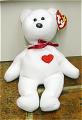 0TBB0087 Ty Valentino White Bear with Red Heart Beanie Baby 