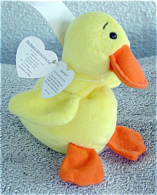 TBB0019 Ty Quackers Yellow Duck Beanie Baby with Wing, 1995
