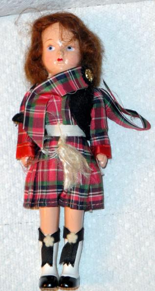 VHP0002 7.5 Inch Auburn Scotch Hard Plastic Doll, Late 1940s-1950